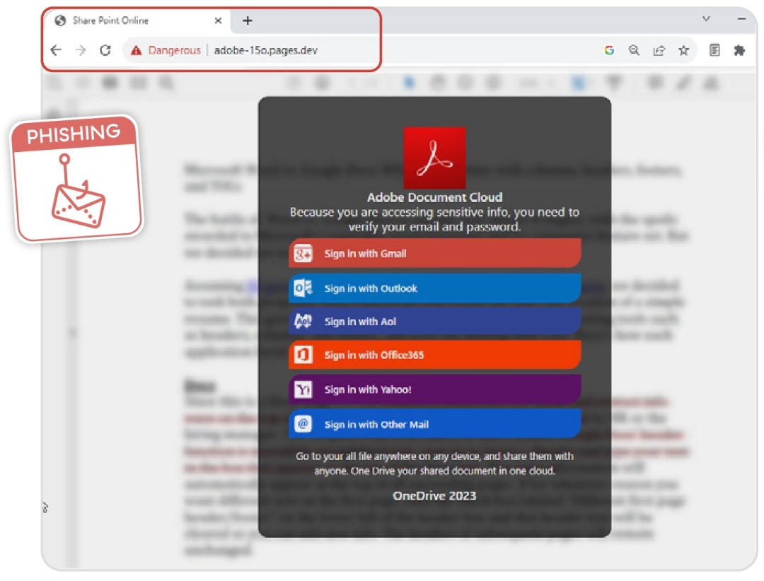 Figure 2 : Campagne de phishing sur le thème Adobe