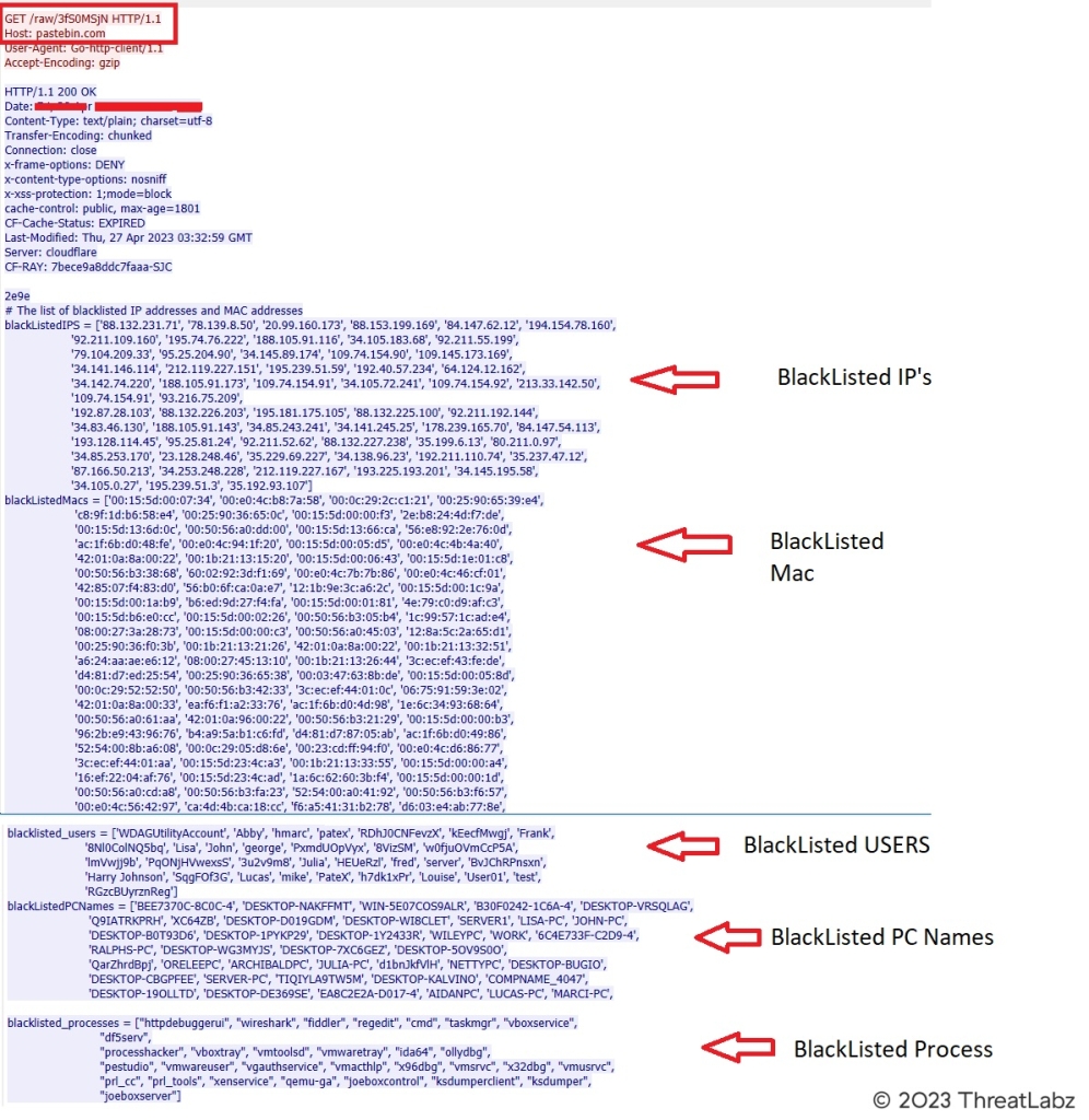 Figure 4: Bandit Stealer blacklist configuration downloaded from Pastebin